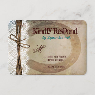 Cartes RSVP Turquoises pour le fer à cheval rustiq