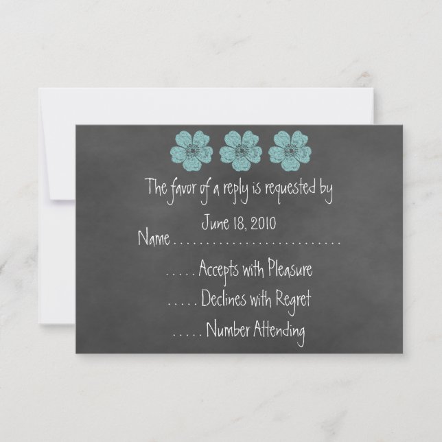 Cartes RSVP Turquoises Wild Roses (Devant)