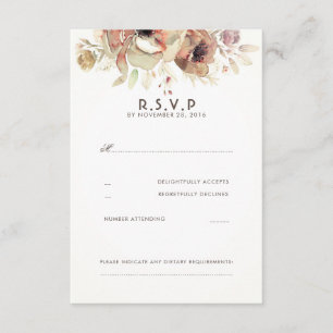 Cartes RSVP vintage Floral Watercolor Wedding