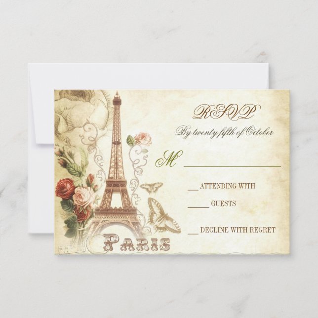 Cartes RSVP vintages mariages - PARIS FRANCE (Devant)