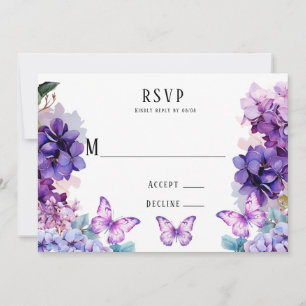 Cartes RSVP Violet Hydrangea Floral Butal