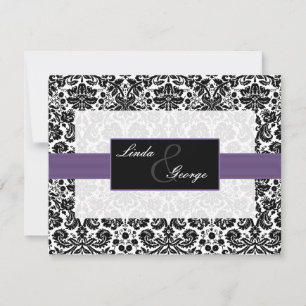 cartes rsvp violet, noir et blanc