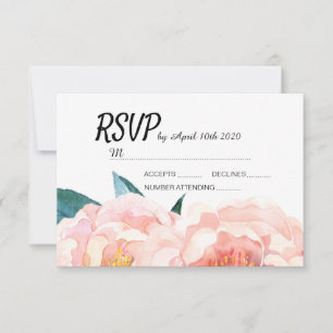 Cartes RSVP Watercolor Floral Peach Peony