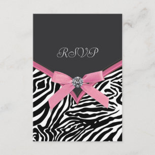 Cartes RSVP Zèbre Rose