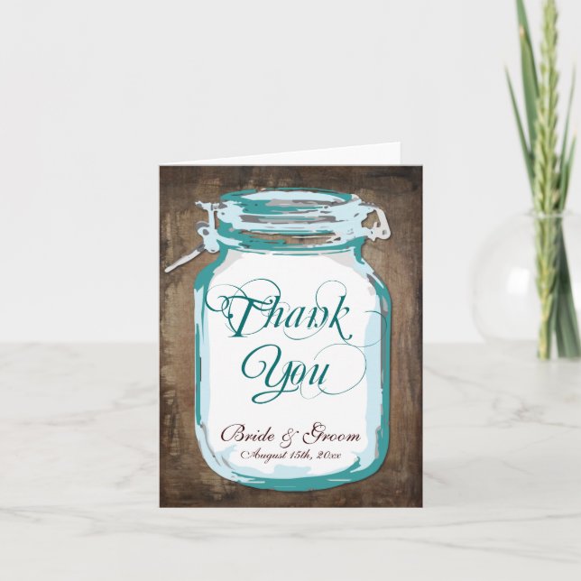 Cartes rustiques de Merci de mariage de pot de (Devant)