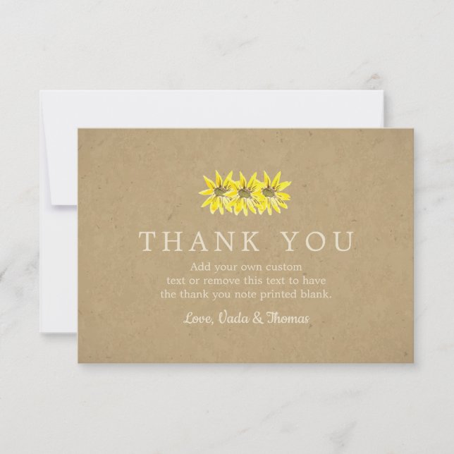 Cartes rustiques de Merci de tournesol (Devant)