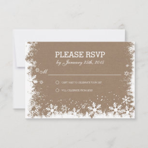 Cartes rustiques des mariages RSVP d'hiver de