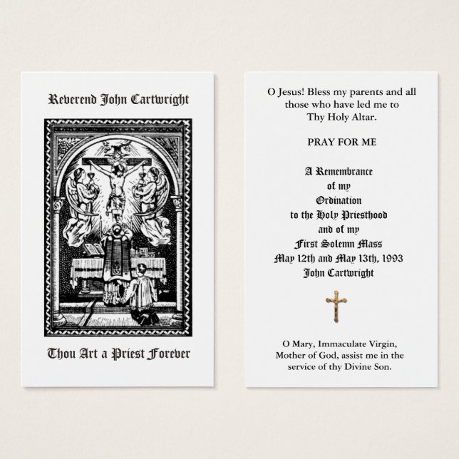 CARTES SAINES TRADITIONNELLES CATHOLIQUES D'ORDINA (Devant & derrière)