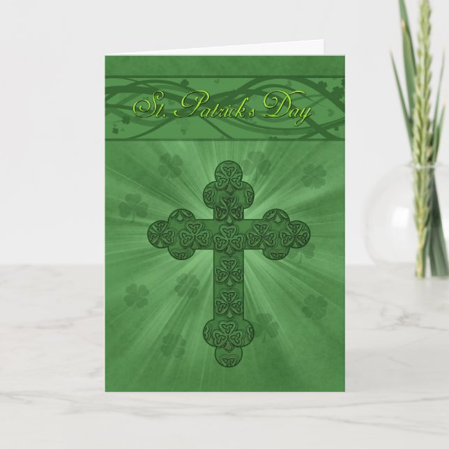 Cartes Saint Patrick avec Croix et Shamrock (Devant)