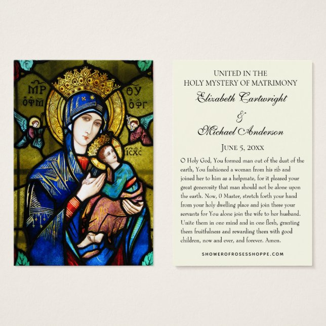 Cartes saintes Mariages byzantines orthodoxes (Devant & derrière)