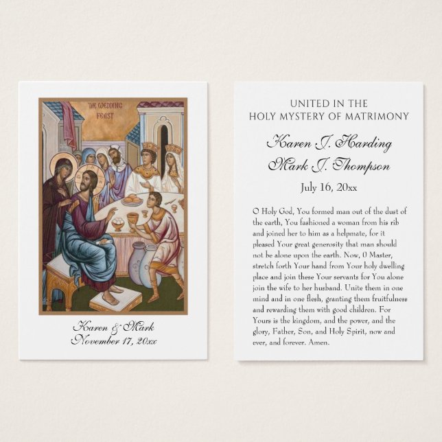Cartes saintes Mariages byzantines orthodoxes (Devant & derrière)