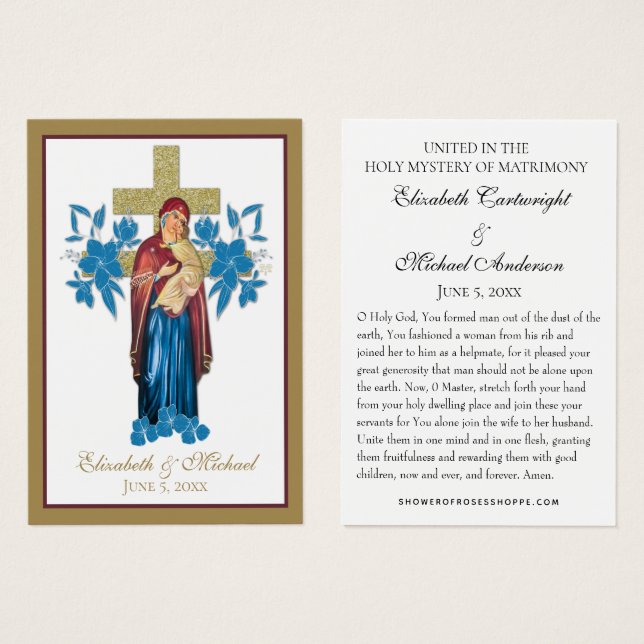 Cartes saintes Mariages byzantines orthodoxes (Devant & derrière)