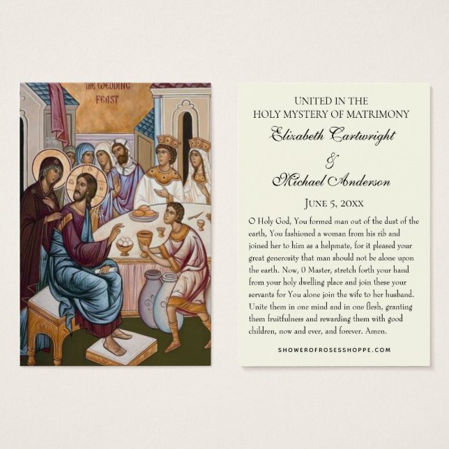 Cartes saintes Mariages byzantines orthodoxes (Devant & derrière)