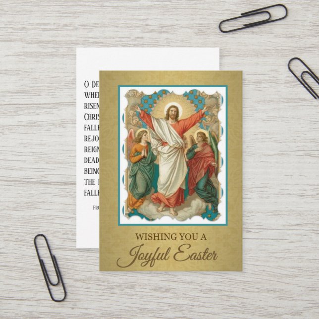 Cartes saintes w/prayer St John de résurrection de (Devant/Arrière en situation)