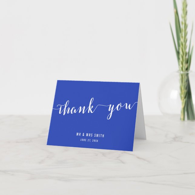 Cartes simples de Merci de mariage de bleu royal (Devant)