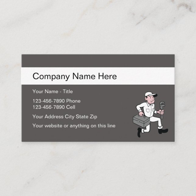 Cartes simples de profil d'affaires de plombier (Devant)