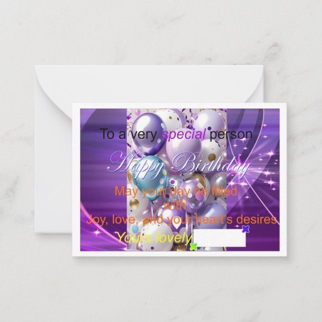 Cartes spéciales d'anniversaire (Devant)