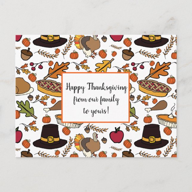 Cartes Thanksgiving mignonnes pour personnaliser (Devant)