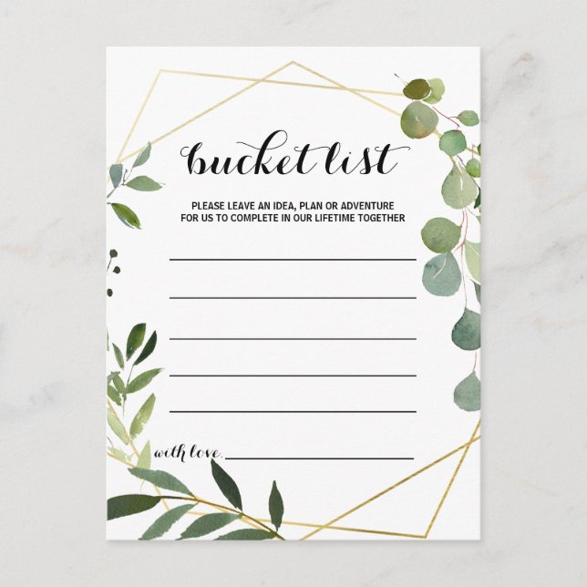 Cartes Tropical Green Feuille Bucket List (Devant)