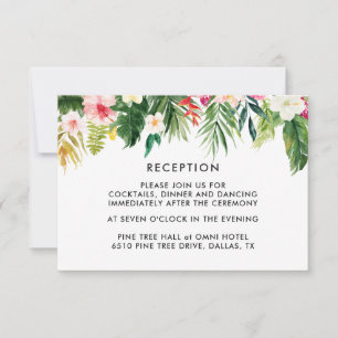 Cartes tropicales de réception de mariage de
