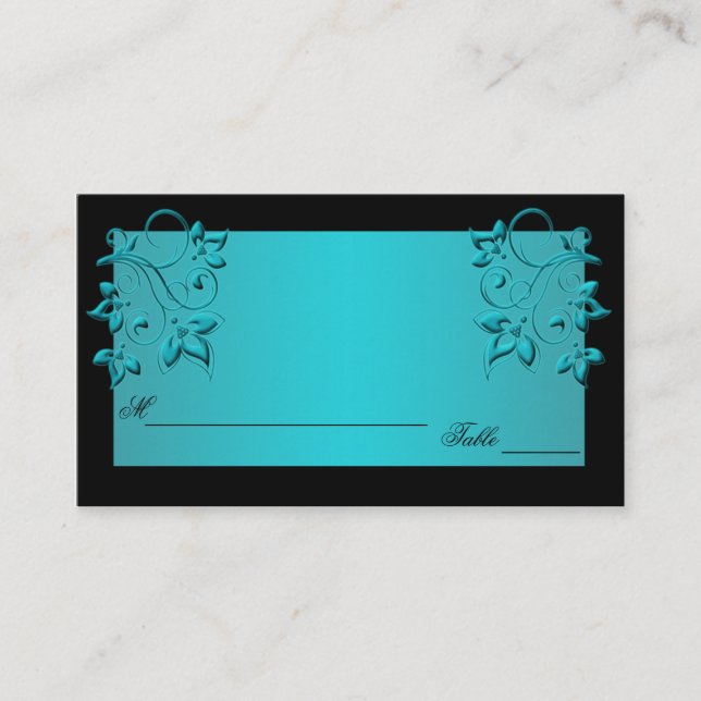 Cartes turquoise et noir floral (Devant)