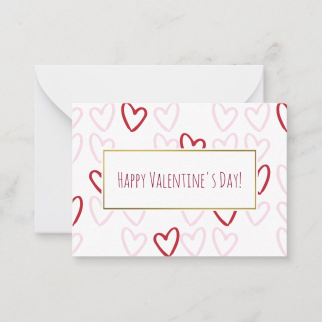 Cartes Valentine Red & Pink Hearts 100 pack (Devant)