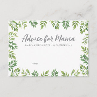Cartes vertes botaniques de conseil de baby shower
