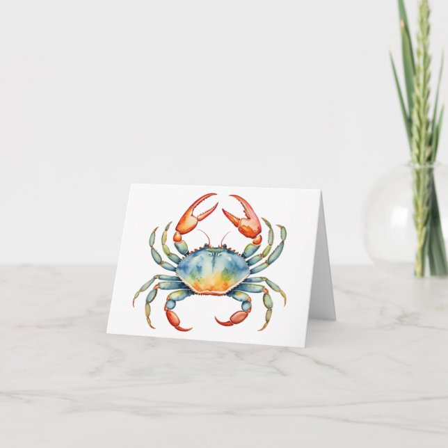 Cartes vierges à l'intérieur bleu aquarelle Plage  (Devant)