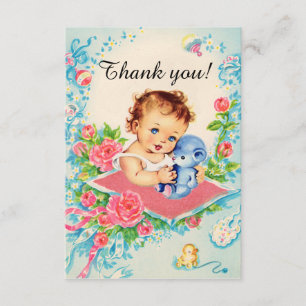 Cartes vintage "Merci" pour bébé fille