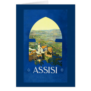 Cartes vintages d'affiche de voyage d'Assisi,
