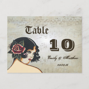 Cartes vintages des numéros de table pour filles