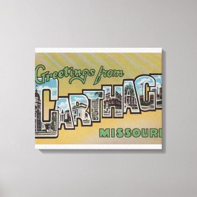 Carthage, Missouri - Large Letter Scenes Canvas Print (Front)