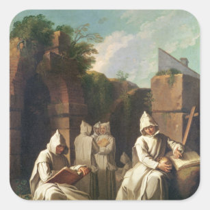 Carthusian Monks in Meditation Square Sticker
