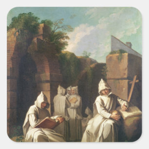 Carthusian Monks in Meditation Square Sticker