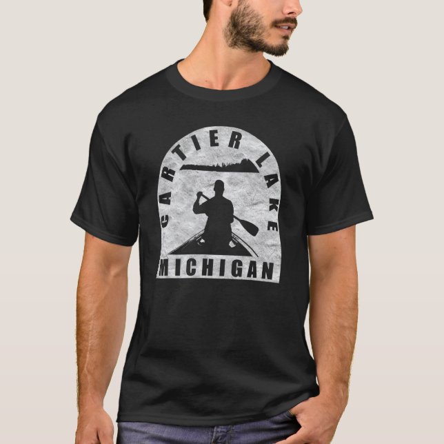 Cartier Lake Canoeing Michigan T-Shirt (Front)