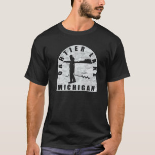 Cartier Lake Ice Fishing Michigan T-Shirt