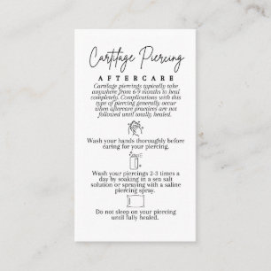 Cartilage Piercing Aftercare Card for Ear Care