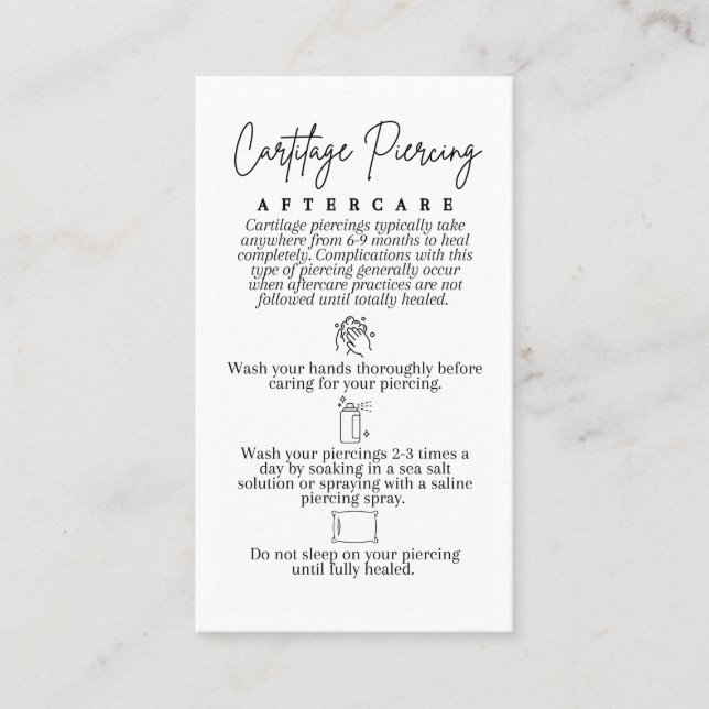 Cartilage Piercing carte de soins postérieurs pour (Devant)