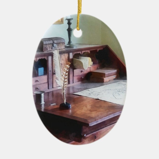 Cartographer's Desk Ceramic Ornament (Front)