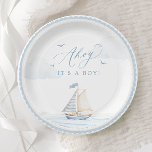 Carton Assalu C'est un Garçon Baby Shower Assiettes en Pa