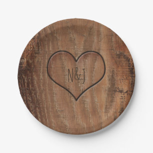 Carton Assiettes de mariage rustiques en bois d'arbre scu