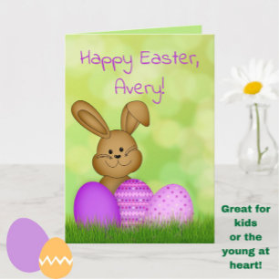 Carton coloré mignon Carte Enfants Bunny Pâques