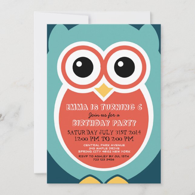 Carton d'anniversaire de la Chouette Bleue Carte d (Devant)