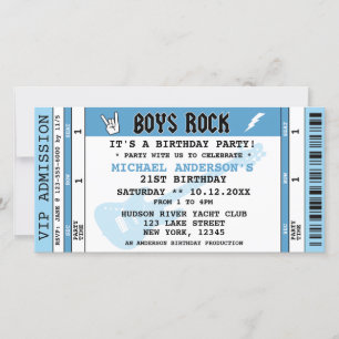 CARTON DE CONCERT "BOYS ROCK" INVITATION D'ANNIVER