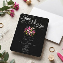 Carton de Faire-Part de Luxe Fleurs Rose Chaud