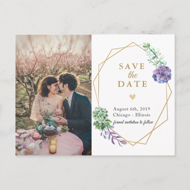 Carton de faire-part de mariage avec photo de succ (Devant)