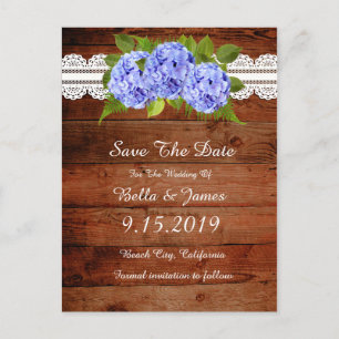 Carton de Faire-Part de Mariage Hydrangea Bleu Rus
