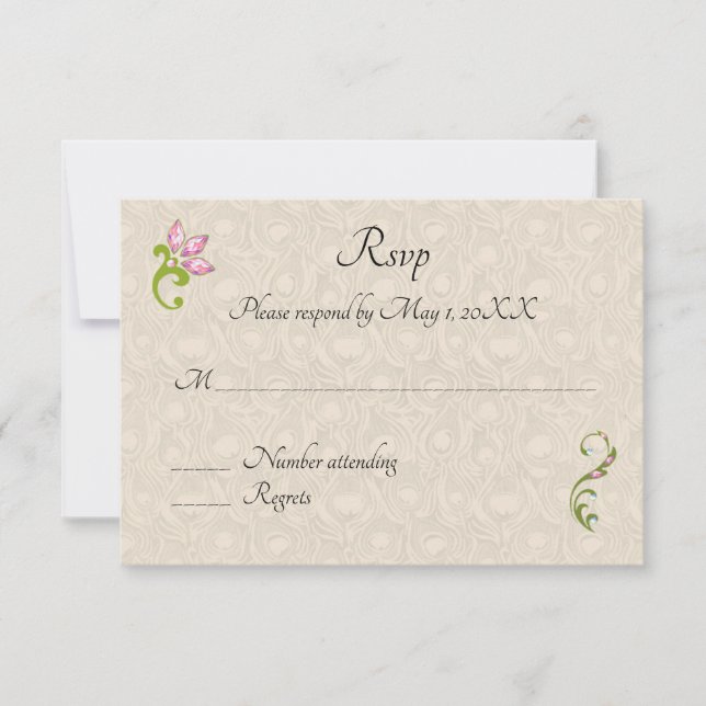 Carton de mariage indien hindou paon RSVP (Devant)