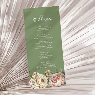 Carton de Menu Élégantes Pivoines Roses Pâles de V