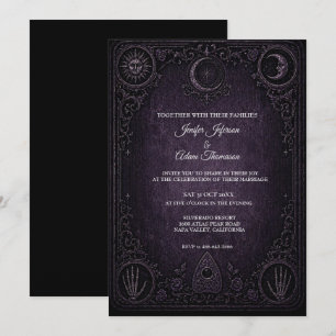 Carton de Oui-ja violet Invitation de mariage goth